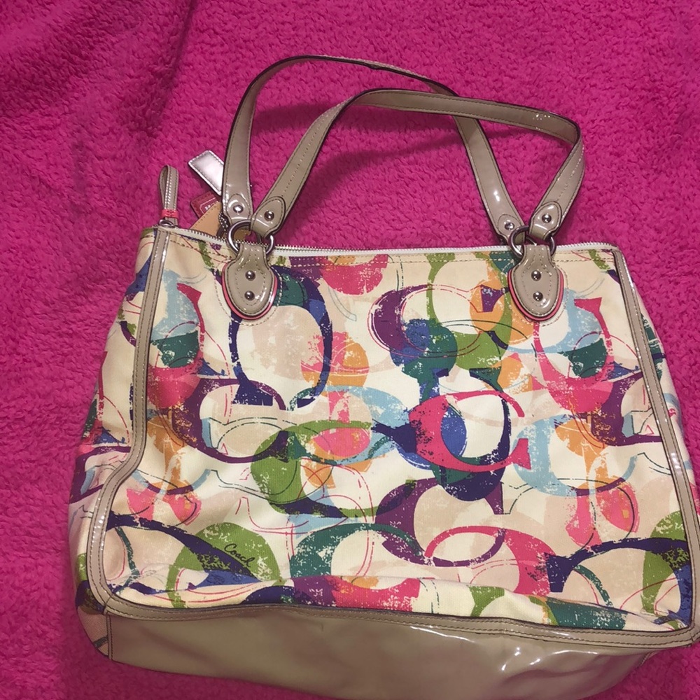 Coach Multi Color Bag and wristlet wallet.